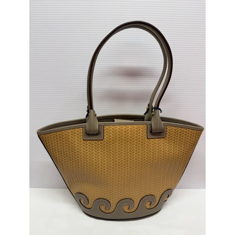 Dooney Bourke Beacon Woven ATLANTIC Tote Tan Taupe Shoulder Bag PURSE NWTS - Picture 6 of 12